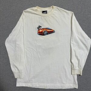Top Heavy White JDM Tuner Car Graphic Long Sleeve T-Shirt Y2K Retro Mens Size L